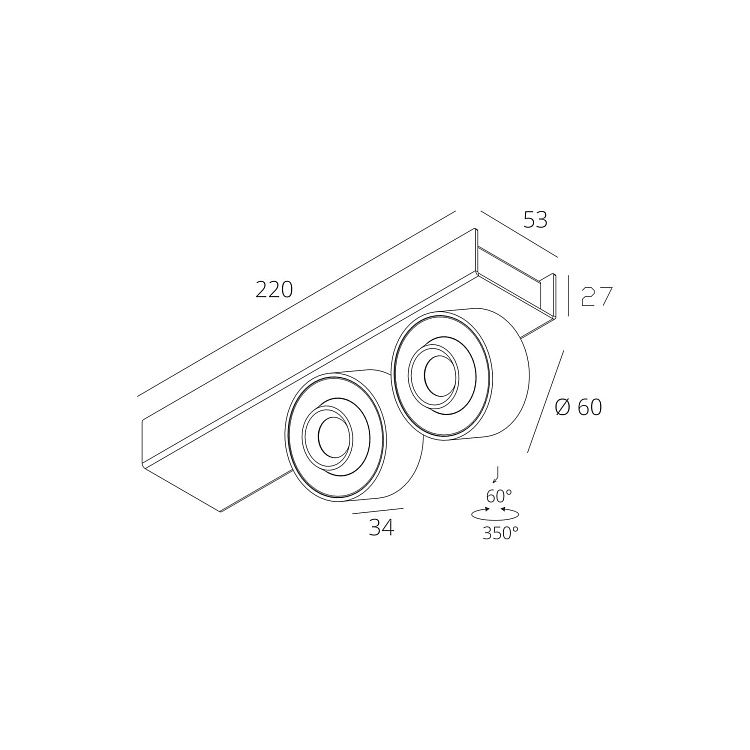 Skarlat  RSLC74126-2 2×7W WH+BK 4000K