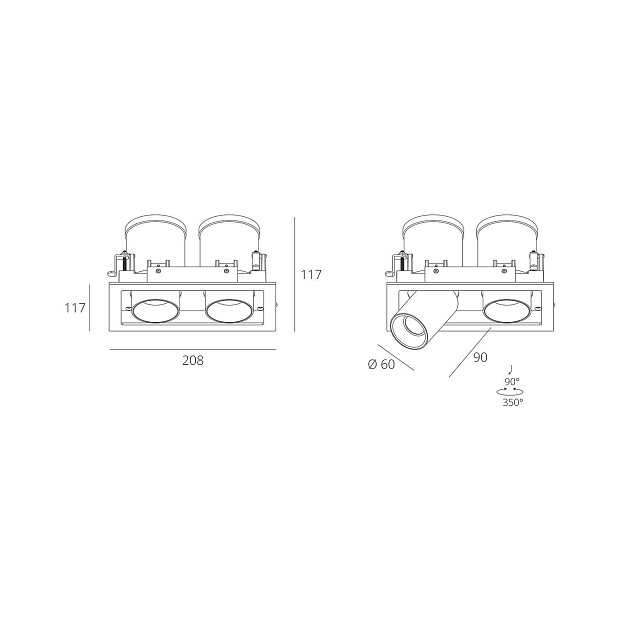Skarlat  RGL7117-2 2×12W WH+BK 3000K